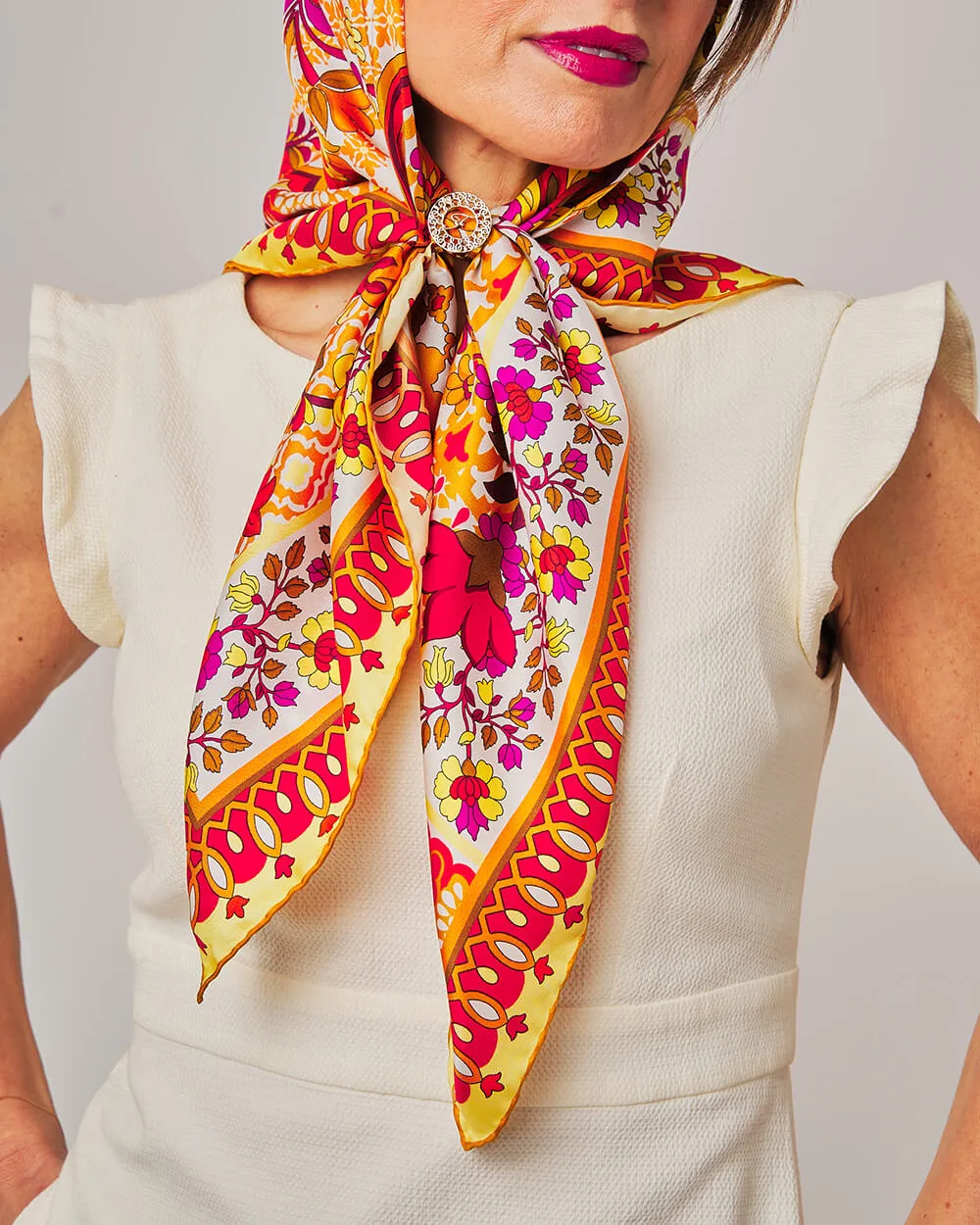 Tauromerion Yellow Silk Twill Scarf and Ring