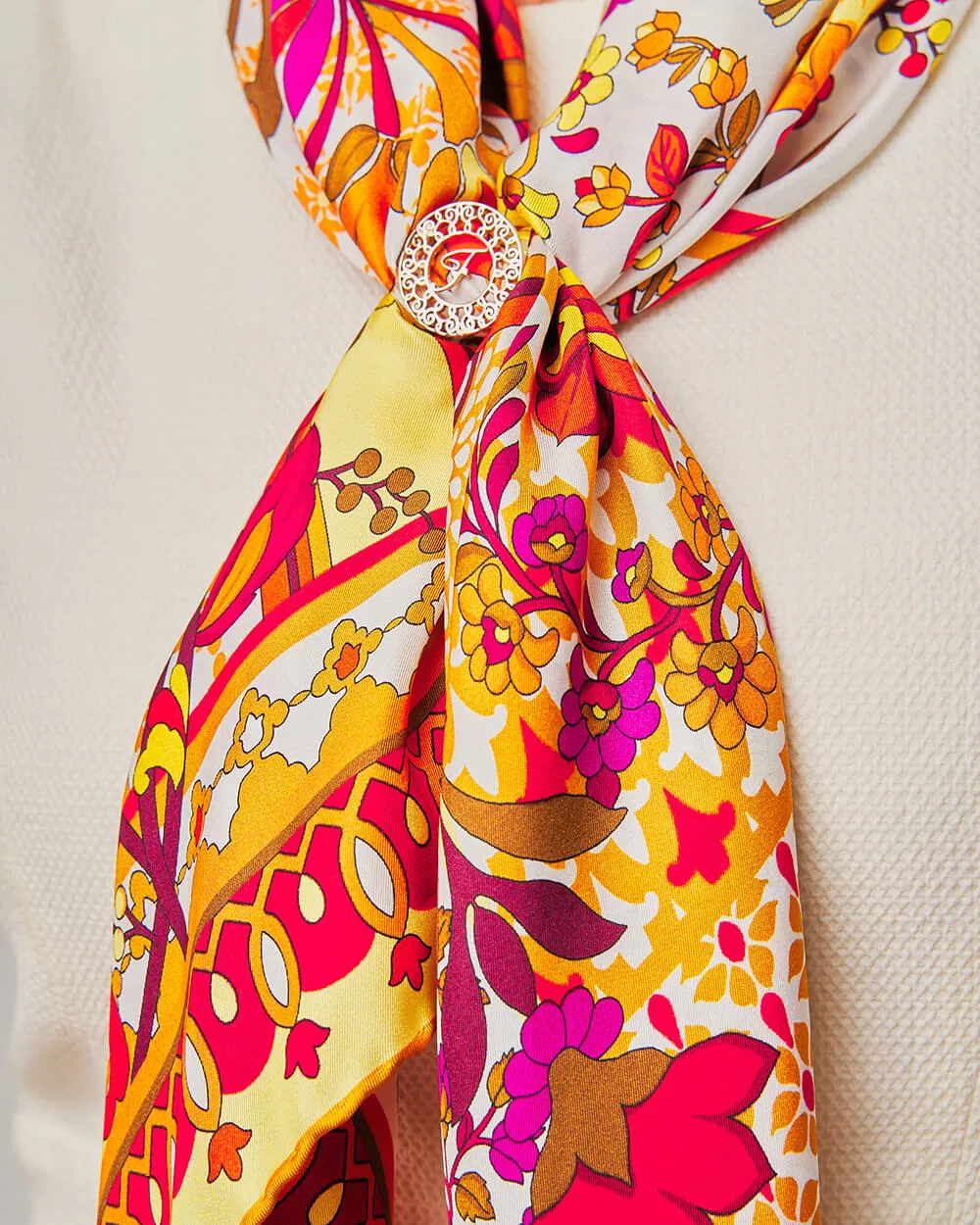 Tauromerion Yellow Silk Twill Scarf and Ring