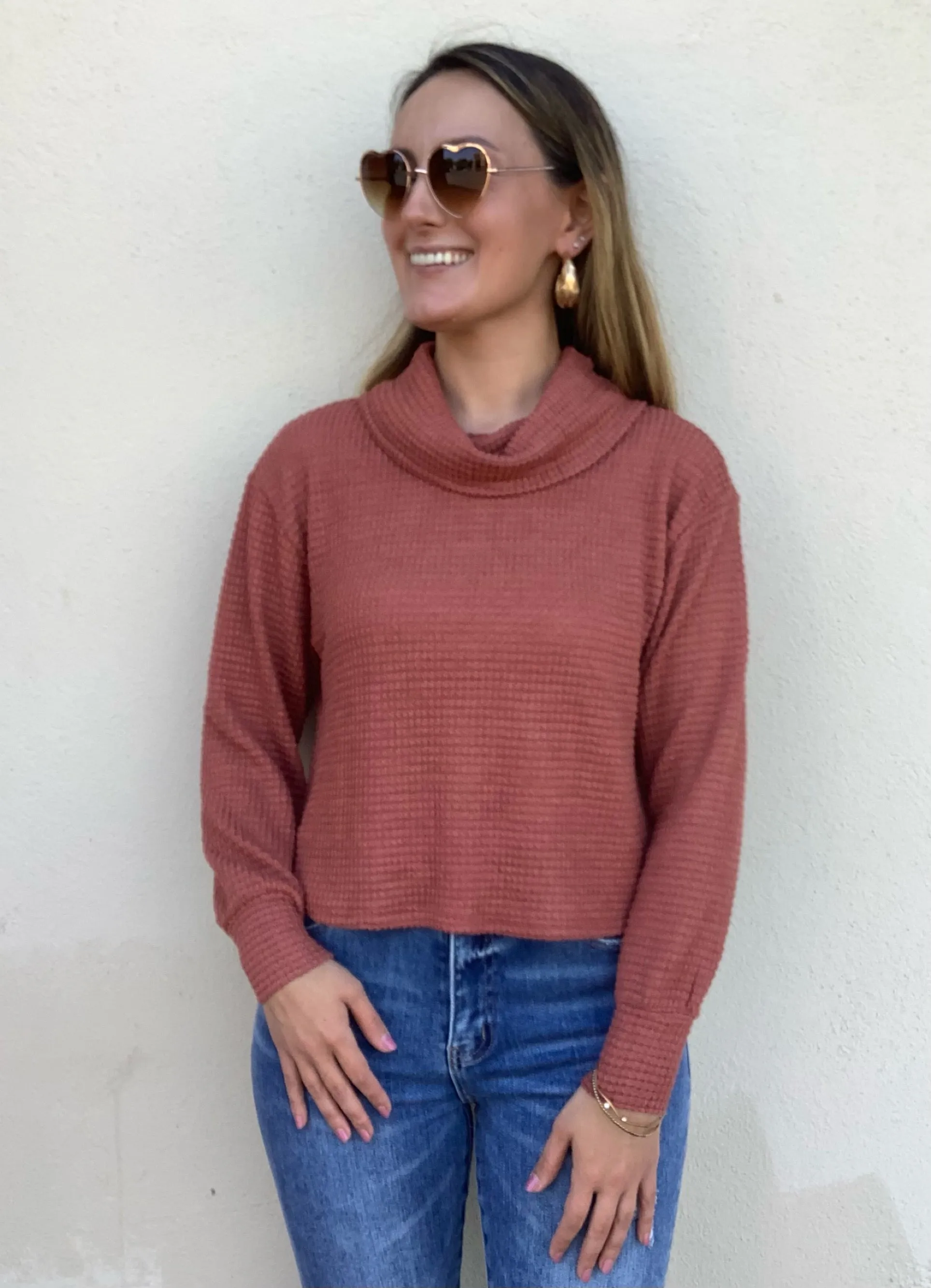 Terracotta Waffle-knit Top