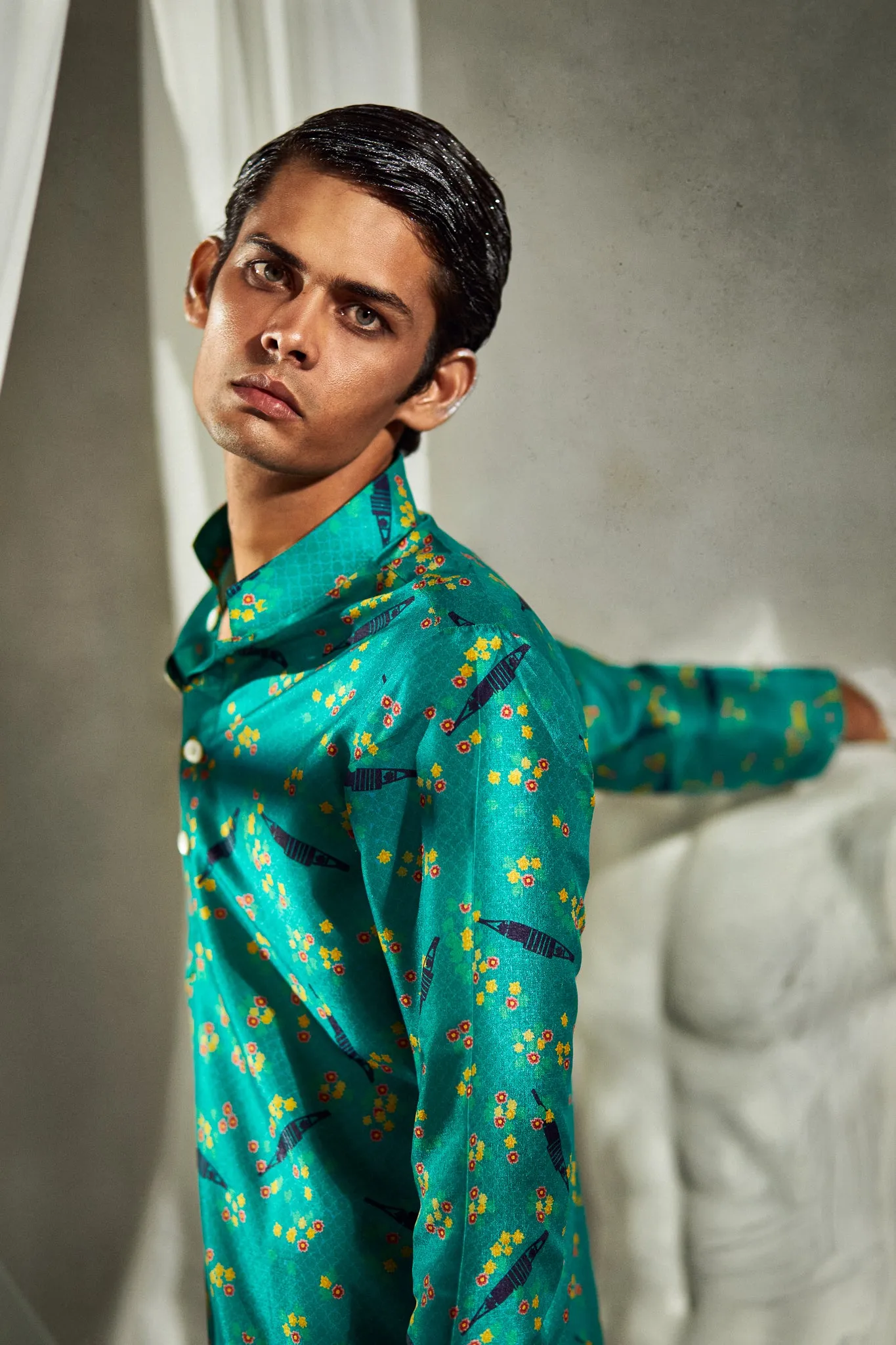 The Green Sail  - Silk Kurta