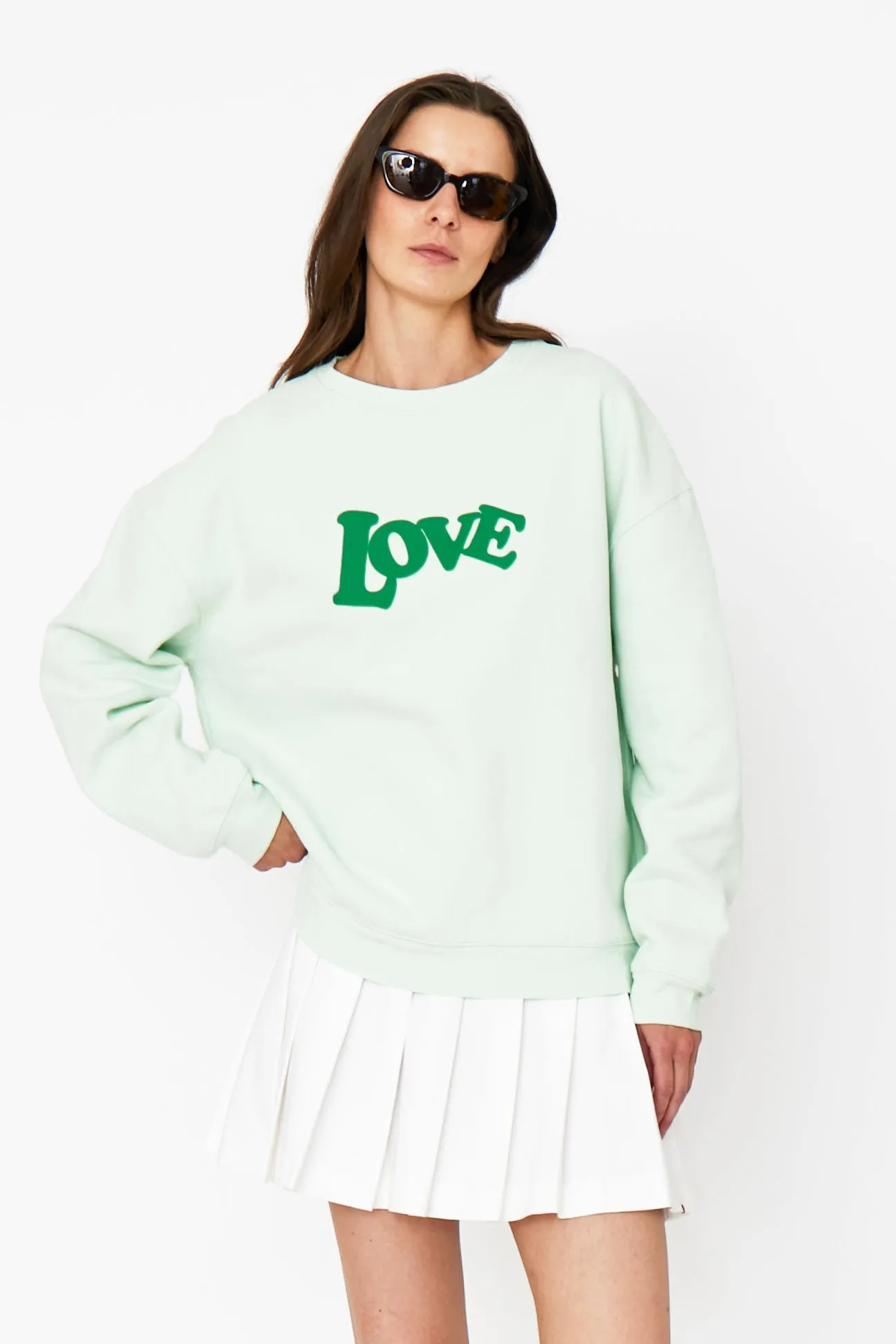 The Oversized 70's LOVE Sweatshirt - Mint