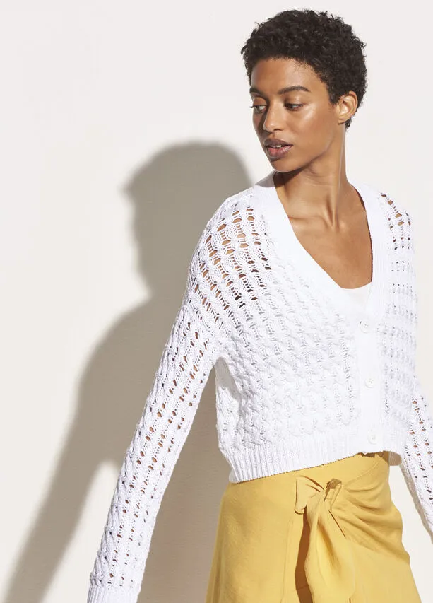 Vince - Open Cable Cardigan in Optic White