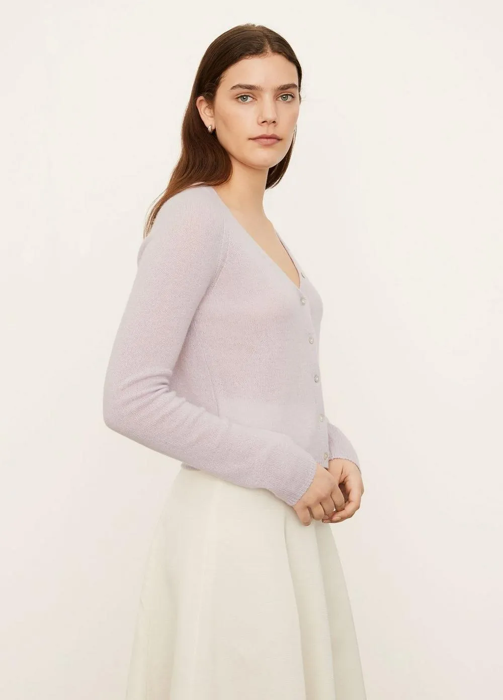 Vince - Shell Button Cardigan in Violetta