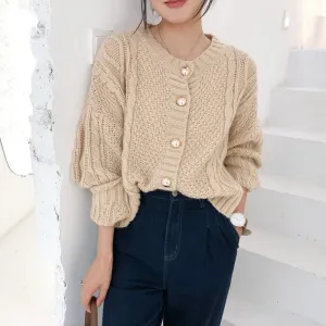 Vintage Long Sleeve Autumn Elegant Knitted Warm Oversize Winter Cardigan