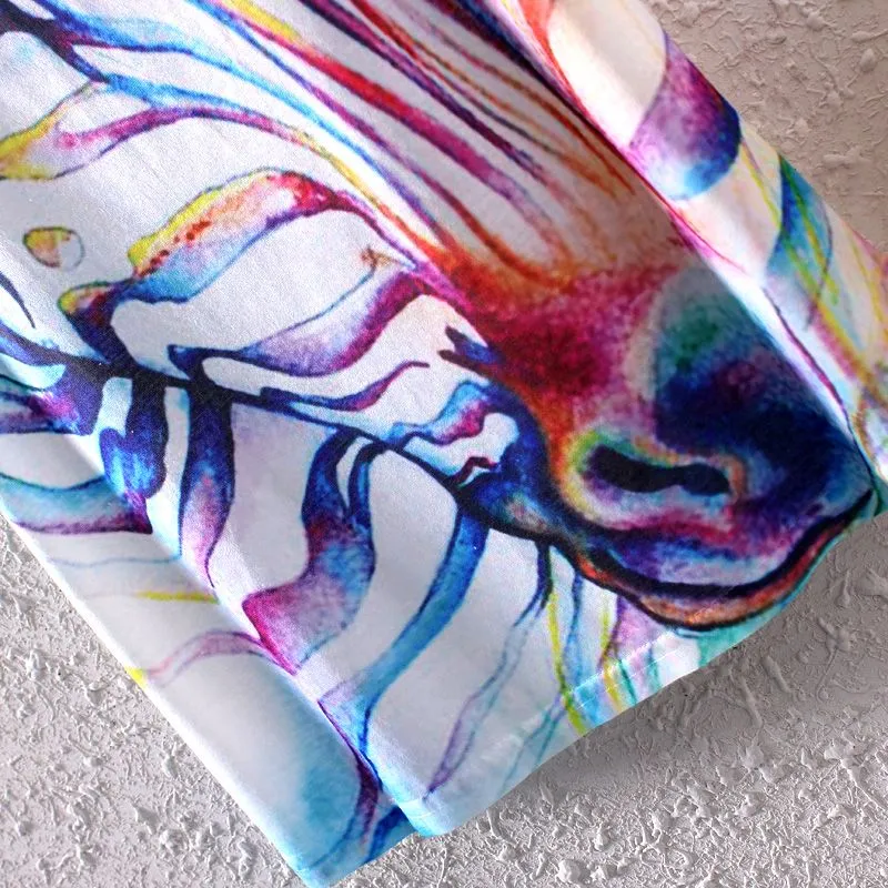 Watercolor Zebra Printed Short Sleeve Tees