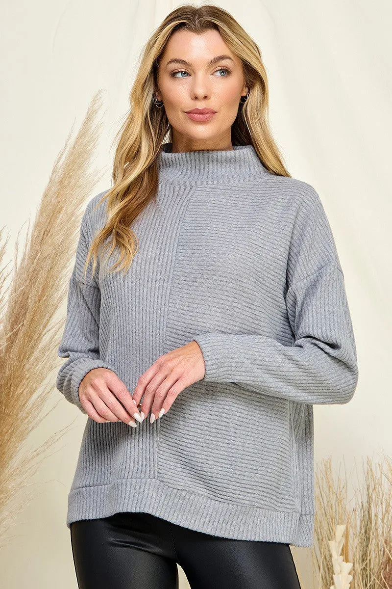 What I Need Ribbed Turtle Neck Top