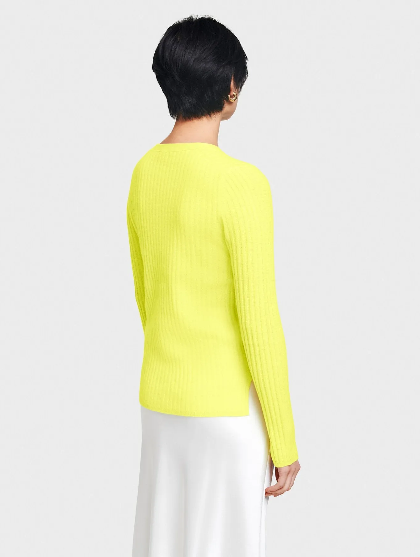 White   Warren - Ribbed Cardi-Top in Neon Daffodil