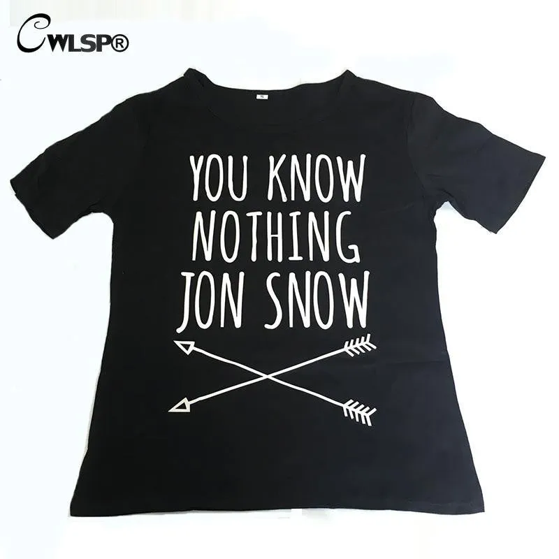 Women T-shirt You Know Nothing Jon Snow Printed Letter T shirt 2016 Summer Games Of Thrones Women T Shirt Camisetas Mujer QA927