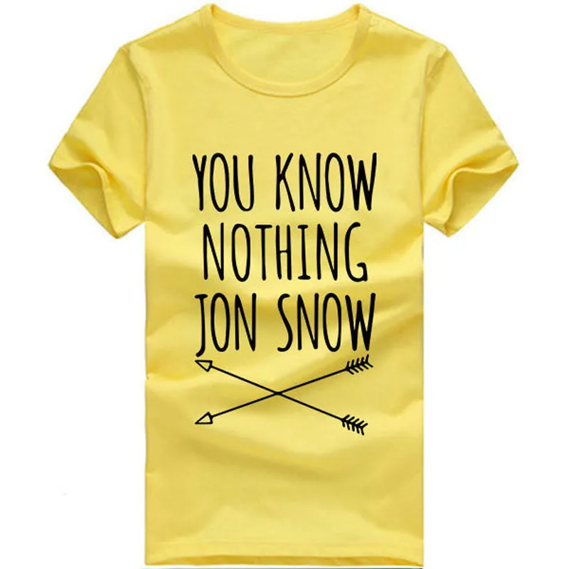 Women T-shirt You Know Nothing Jon Snow Printed Letter T shirt 2016 Summer Games Of Thrones Women T Shirt Camisetas Mujer QA927