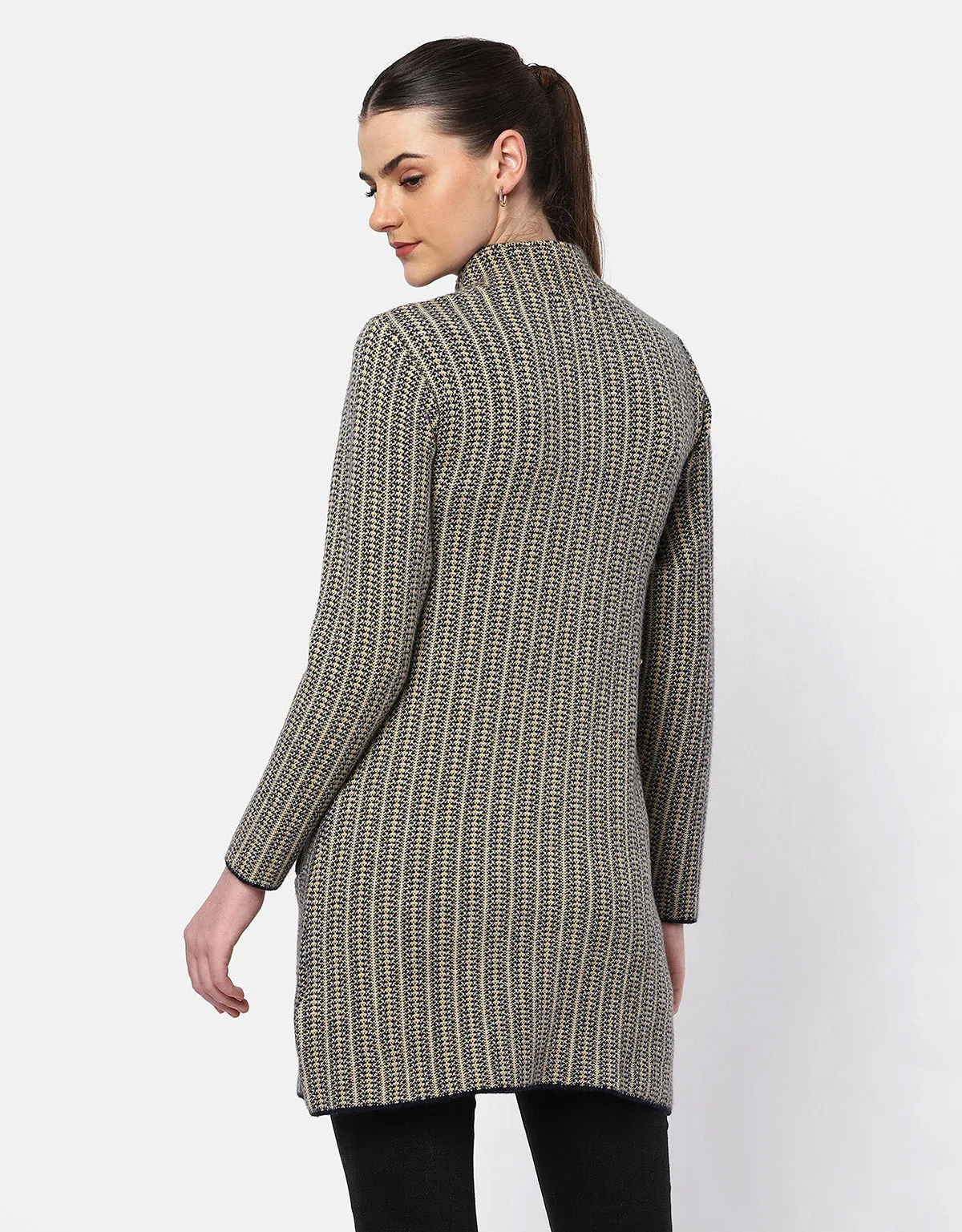 Women Woolen Front Buttons Long Coat