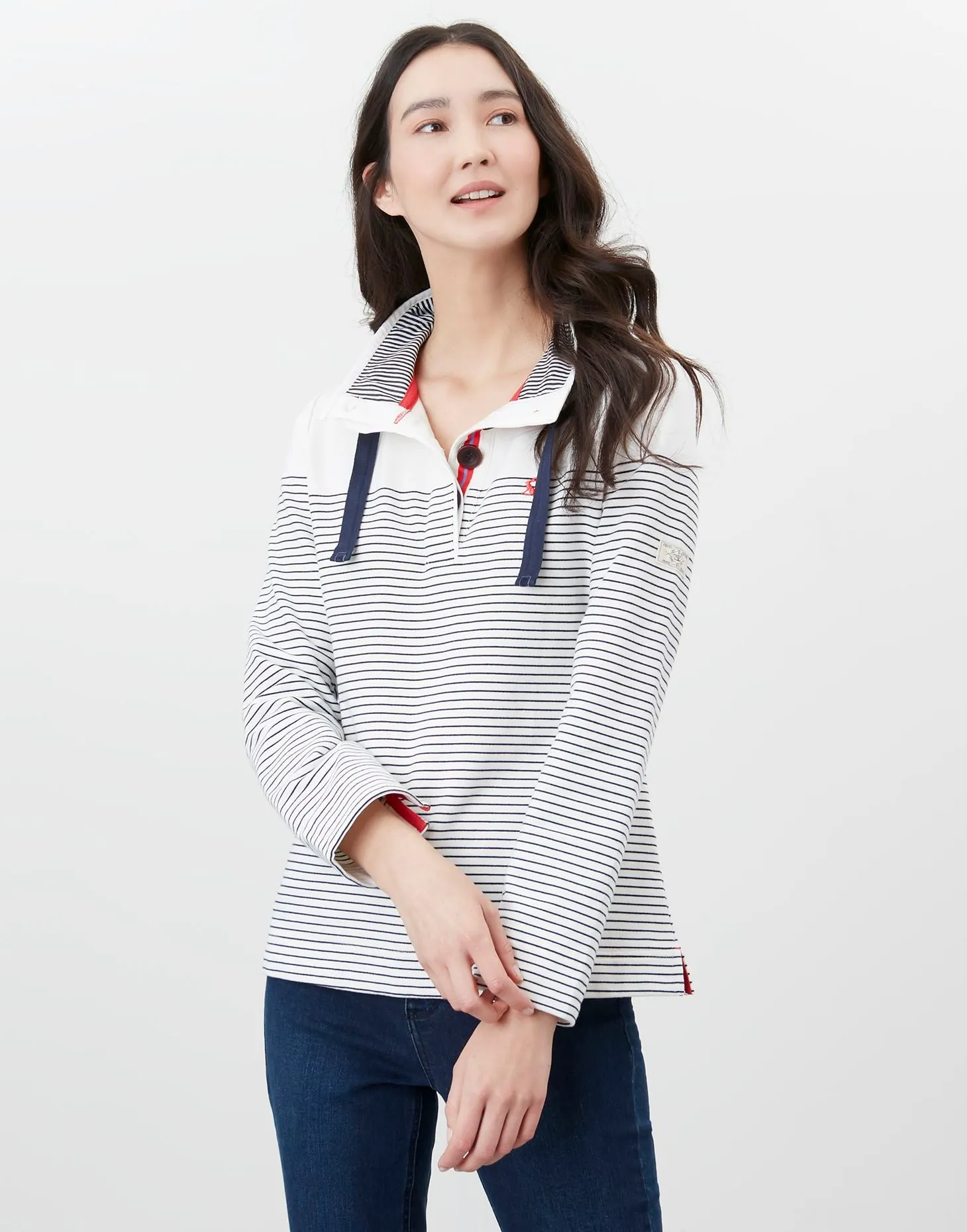 Women's Saunton Sweatshirt - Cream French Navy Stripe