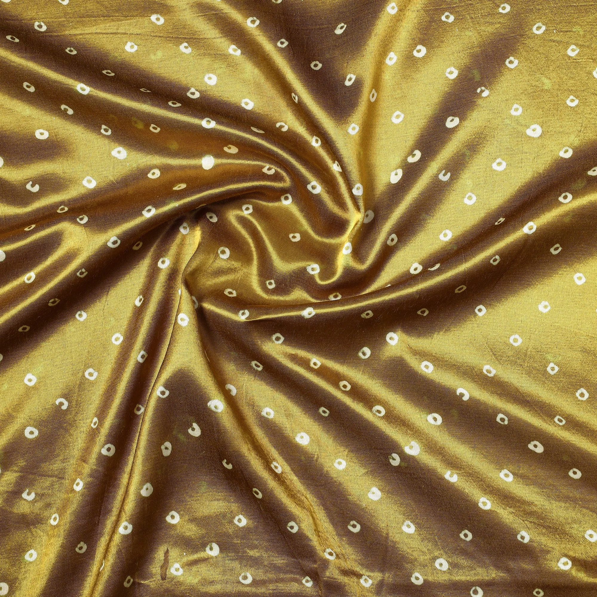 Yellow - Kutch Hand Block Printed Mashru Silk Precut Fabric 04