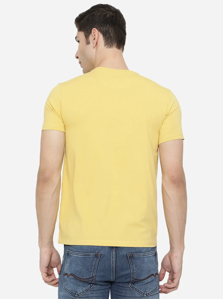 Yellow Printed Slim Fit T-Shirt | JadeBlue