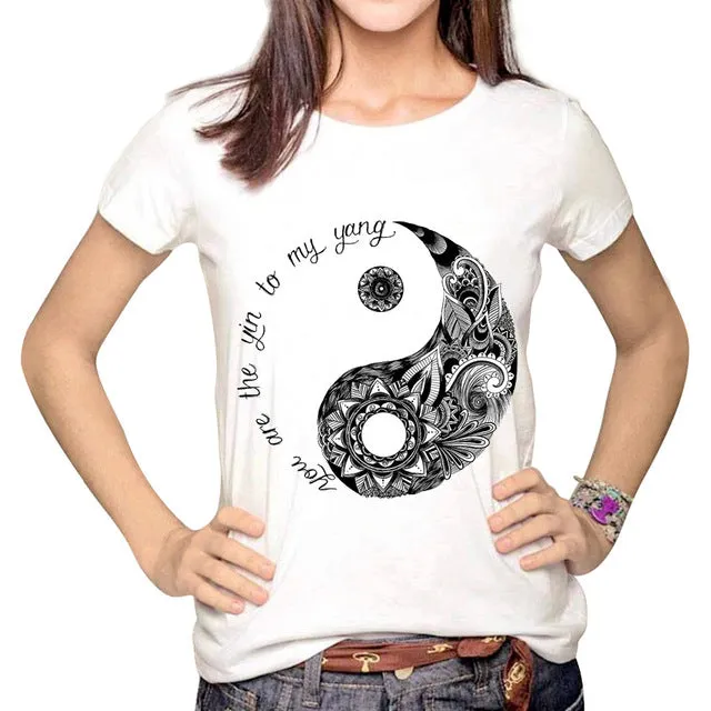 YEMUSEED Women Fashion Hipster Sun and Moon Cartoon Printed Tops Tumblr Harajuku Pencil Drawing 3D T shirt Tees Plus Size XL